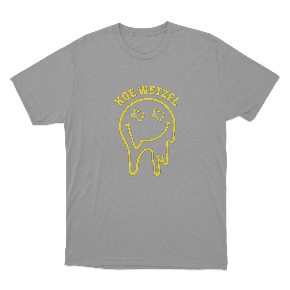 Drippy Smiley Unsiex T Shirt Grey Drippy Smiley Unsiex T Shirt Grey