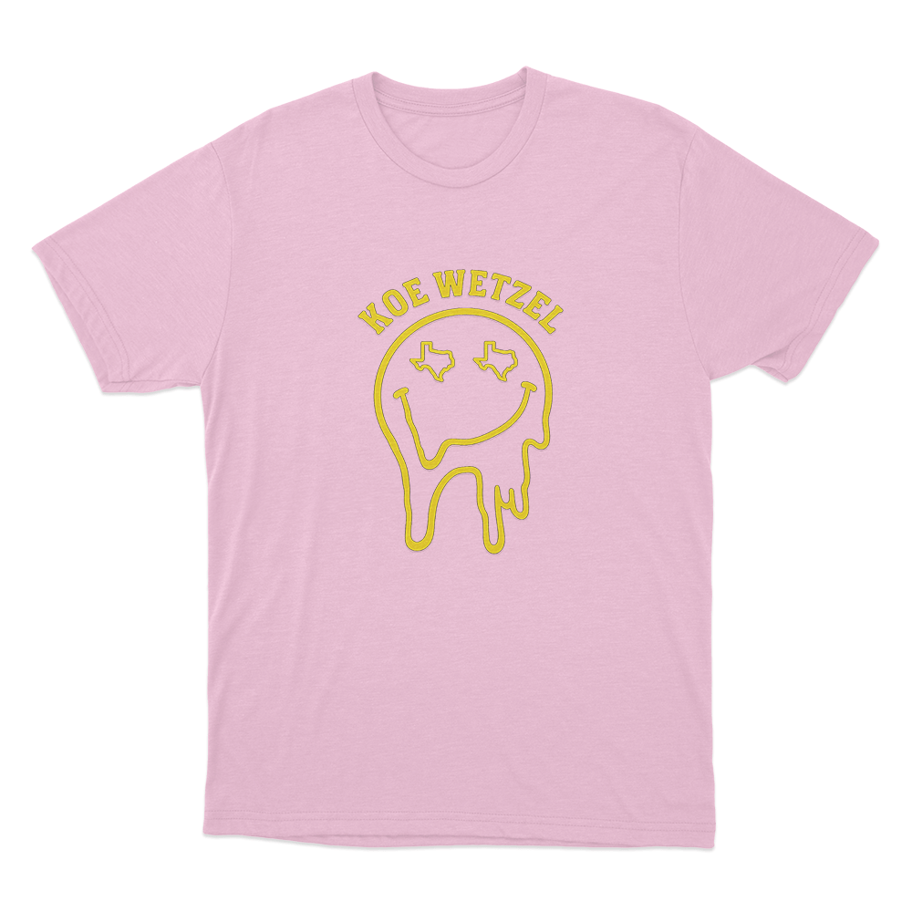 Drippy Smiley Unsiex T Shirt Pink Drippy Smiley Unsiex T Shirt Pink