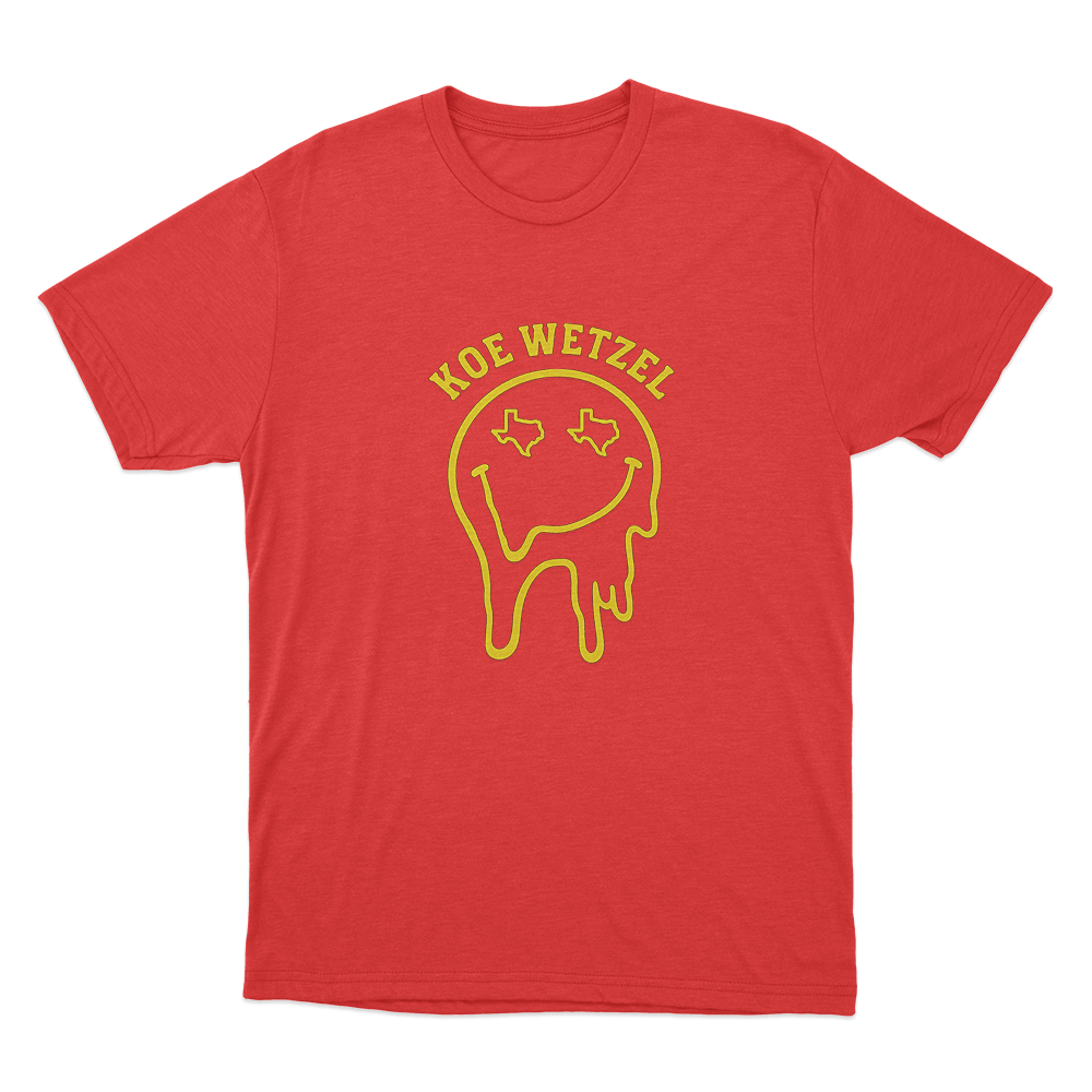 Drippy Smiley Unsiex T Shirt Red Drippy Smiley Unsiex T Shirt Red