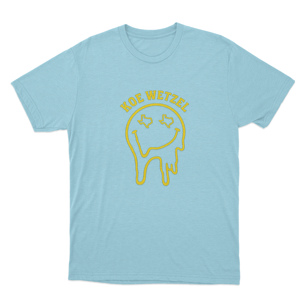 Drippy Smiley Unsiex T Shirt Sky Blue Drippy Smiley Unsiex T Shirt Sky Blue