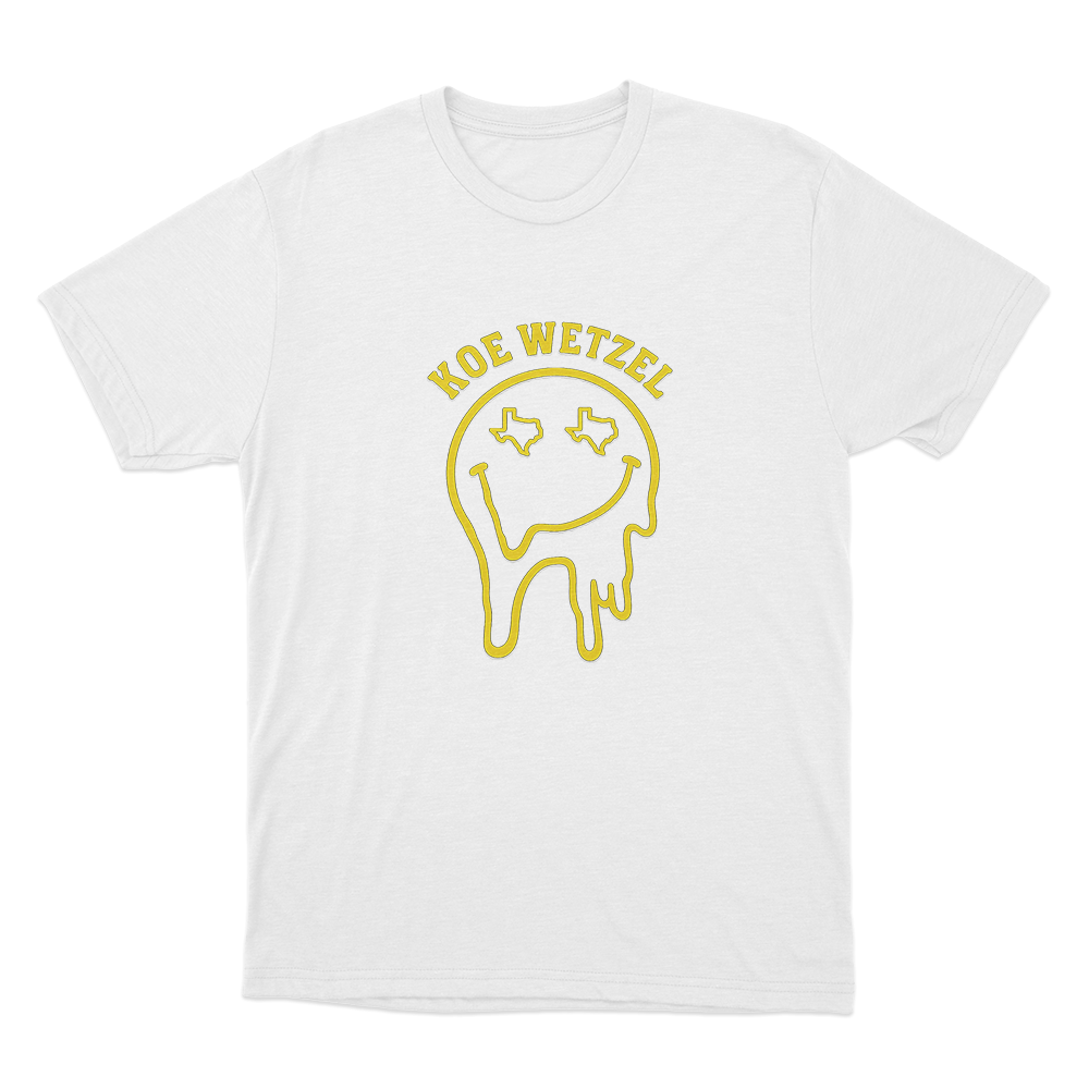 Drippy Smiley Unsiex T Shirt White Drippy Smiley Unsiex T Shirt White