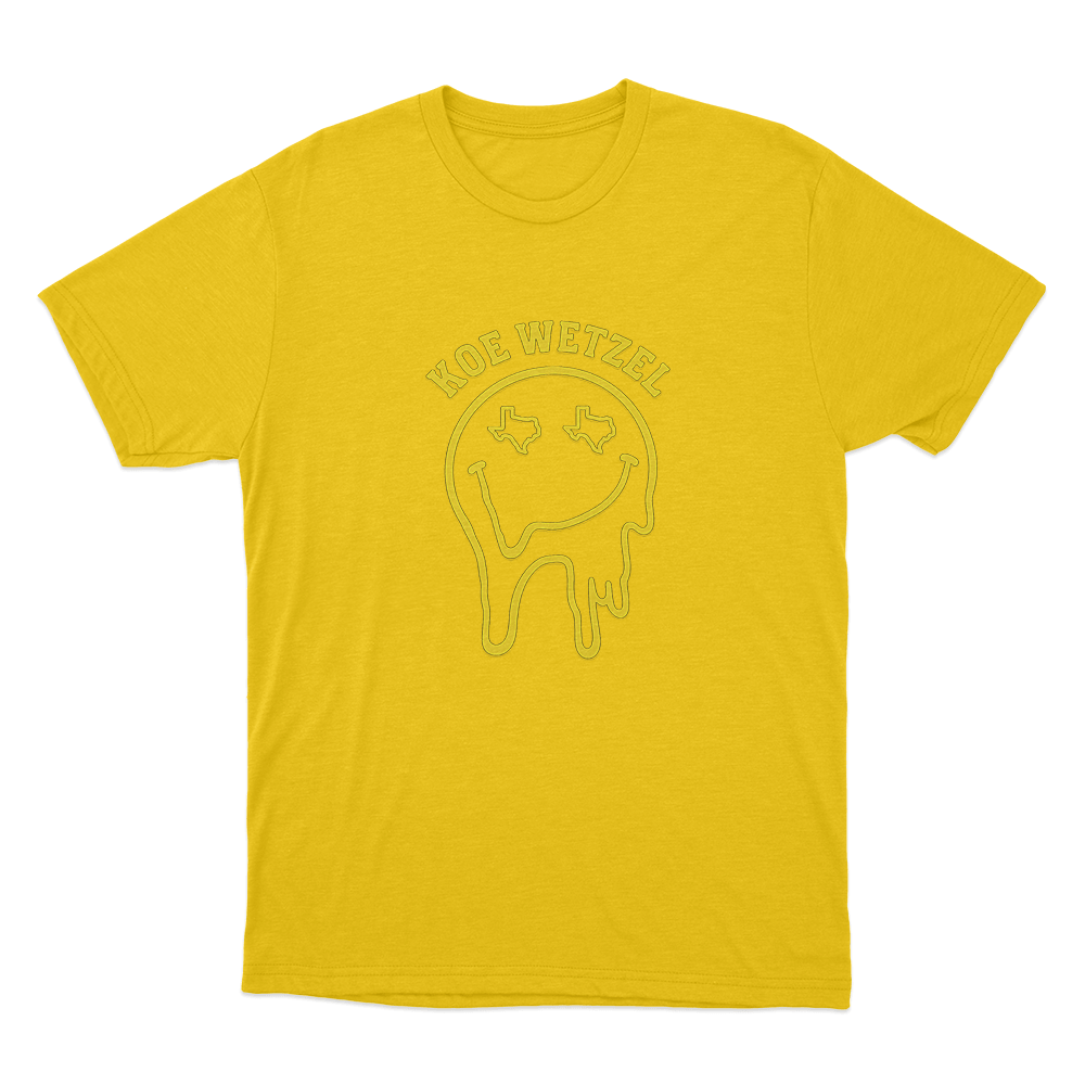 Drippy Smiley Unsiex T Shirt Yellow Drippy Smiley Unsiex T Shirt Yellow